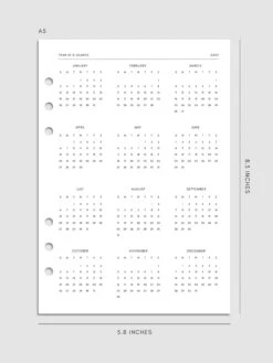 2025 Dated Admin Planner Inserts(2025 Dated Admin Planner Inserts) -Cloth And Paper Shop 2025 Dated Admin Planner Inserts A5 Year At A Glance Specs CP 1