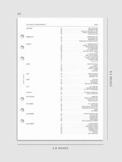 2025 Dated Daily Planner Insert | Monday Start(2025 Dated Daily Planner Insert Monday Start) 29 2025 Dated Daily Planner Insert | Monday Start(2025 Dated Daily Planner Insert Monday Start) -Cloth And Paper Shop 2025 Dated Daily Planner Insert Monday Start A5 Holidays CP 1