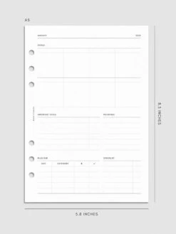 2025 Dated Daily Planner Insert | Monday Start(2025 Dated Daily Planner Insert Monday Start) 30 2025 Dated Daily Planner Insert | Monday Start(2025 Dated Daily Planner Insert Monday Start) -Cloth And Paper Shop 2025 Dated Daily Planner Insert Monday Start A5 Monthly Overview Specs CP 1