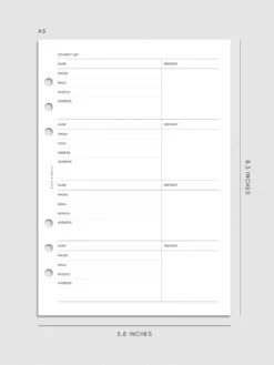2025 Dated Horizontal Weekly Planner Insert | Monday Start(2025 Dated Horizontal Weekly Planner Insert Monday Start) 31 2025 Dated Horizontal Weekly Planner Insert | Monday Start(2025 Dated Horizontal Weekly Planner Insert Monday Start) -Cloth And Paper Shop 2025 Dated Horizontal Weekly Planner Insert Monday Start A5 Contacts CP 1