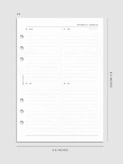 2025 Dated Vertical Weekly Lined Planner Insert | Sunday Start(2025 Dated Vertical Weekly Lined Planner Insert Sunday Start) 36 2025 Dated Vertical Weekly Lined Planner Insert | Sunday Start(2025 Dated Vertical Weekly Lined Planner Insert Sunday Start) -Cloth And Paper Shop 2025 Dated Monthly Planner Insert Sunday Start A5 Weekly Spread Specs CP 1
