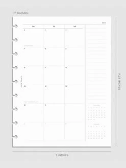 2025 Dated Monthly Planner Insert | Sunday Start(2025 Dated Monthly Planner Insert Sunday Start) -Cloth And Paper Shop 2025 Dated Monthly Planner Insert Sunday Start HPC Right Page No Specs CP 1