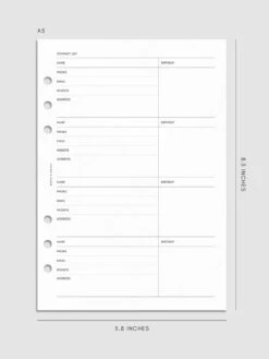 2025 Dated Vertical Weekly Lined Planner Insert | Monday Start(2025 Dated Vertical Weekly Lined Planner Insert Monday Start) 30 2025 Dated Vertical Weekly Lined Planner Insert | Monday Start(2025 Dated Vertical Weekly Lined Planner Insert Monday Start) -Cloth And Paper Shop 2025 Dated Vertical Weekly Lined Planner Insert Monday Start A5 Contacts CP 1