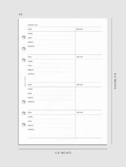 2025 Dated Weekly Schedule Planner Insert | Monday Start(2025 Dated Weekly Schedule Planner Insert Monday Start) 30 2025 Dated Weekly Schedule Planner Insert | Monday Start(2025 Dated Weekly Schedule Planner Insert Monday Start) -Cloth And Paper Shop 2025 Dated Weekly Schedule Planner Insert Monday Start A5 Contacts CP 1