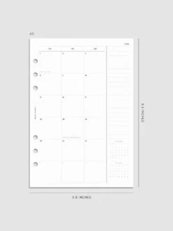 2026 Dated Monthly Planner Inserts | Sunday Start(2026 Dated Monthly Planner Inserts Sunday Start) -Cloth And Paper Shop 2026 dated monthly sunday start insert A5 3