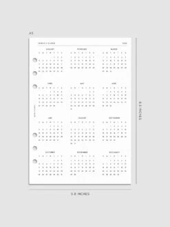 2026 Dated Monthly Planner Inserts | Sunday Start(2026 Dated Monthly Planner Inserts Sunday Start) -Cloth And Paper Shop 2026 dated monthly sunday start insert A5 calendar