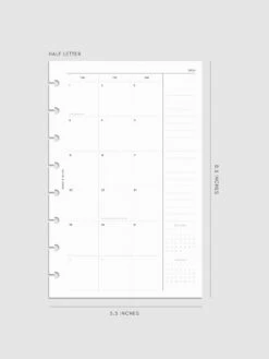 2026 Dated Monthly Planner Inserts | Sunday Start(2026 Dated Monthly Planner Inserts Sunday Start) -Cloth And Paper Shop 2026 dated monthly sunday start insert HL