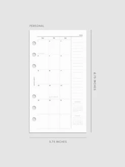 2026 Dated Monthly Planner Inserts | Sunday Start(2026 Dated Monthly Planner Inserts Sunday Start) -Cloth And Paper Shop 2026 dated monthly sunday start insert Personal