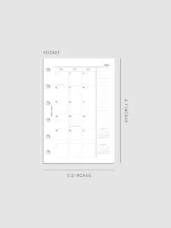2026 Dated Monthly Planner Inserts | Sunday Start(2026 Dated Monthly Planner Inserts Sunday Start) -Cloth And Paper Shop 2026 dated monthly sunday start insert Pocket
