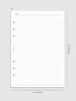Lined Notes Planner Inserts(Lined Notes Planner Inserts) 20 Lined Notes Planner Inserts(Lined Notes Planner Inserts) -Cloth And Paper Shop Lined Notes Planner Inserts A5 CP 1