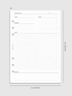 Meeting Notes Planner Inserts(Meeting Notes Planner Inserts) 25 Meeting Notes Planner Inserts(Meeting Notes Planner Inserts) -Cloth And Paper Shop Meeting Notes Planner Inserts A5 6 Ring CP 3