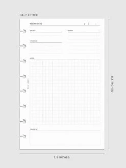Meeting Notes Planner Inserts(Meeting Notes Planner Inserts) 26 Meeting Notes Planner Inserts(Meeting Notes Planner Inserts) -Cloth And Paper Shop Meeting Notes Planner Inserts HalfLetter CP 1