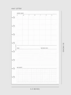 Monthly Admin Planner Inserts | Sunday Start(Monthly Admin Planner Inserts Sunday Start) 28 Monthly Admin Planner Inserts | Sunday Start(Monthly Admin Planner Inserts Sunday Start) -Cloth And Paper Shop Monthly Admin Planner Inserts Sunday Start Half Letter CP 1